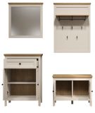 Garderobe Set 4-teilig Cozy in Kaschmir und Stein Eiche Landhaus Garderobenkombination 160 cm, Soft-Close