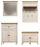 Garderobe Set 4-teilig Cozy in Kaschmir und Stein Eiche Landhaus Garderobenkombination 160 cm, Soft-Close
