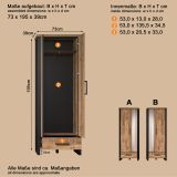 Garderobenschrank Loom in Mango und schwarz Garderobe mit Spiegel 73 x 195 cm
