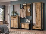 Garderobenschrank Loom in Mango und schwarz Garderobe mit Spiegel 73 x 195 cm