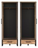 Garderobenschrank Loom in Mango und schwarz Garderobe mit Spiegel 73 x 195 cm
