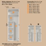 Mehrzweckschrank Purio in wei�, Besen- und Staubsaugerschrank 60 x 176 cm