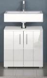 Waschbeckenunterschrank Bianco in wei� Hochglanz,  Badschrank 60 x 58 cm