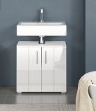 Waschbeckenunterschrank Bianco in wei� Hochglanz,  Badschrank 60 x 58 cm