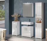 Waschbeckenunterschrank Bianco in wei� Hochglanz,  Badschrank 60 x 58 cm