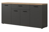 Sideboard Groove in Grau mit Evoke Eiche, 4-t�rige Kommode 180 x 85 cm