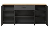 Sideboard Groove in Grau mit Evoke Eiche, 4-t�rige Kommode 180 x 85 cm