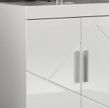 Waschbeckenunterschrank Adamo in wei� Hochglanz, Badschrank 2-t�rig 60 x 56 cm