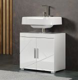 Waschbeckenunterschrank Adamo in wei� Hochglanz, Badschrank 2-t�rig 60 x 56 cm