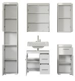 Badezimmer Badm�bel Set Adamo in wei� Hochglanz Badkombination 5-teilig 163 x 190 cm