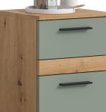 Badezimmer Kommode Bailey in Salbei und Artisan Eiche Badschrank 35 x 79 cm