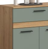 Badezimmer Kommode Bailey in Salbei und Artisan Eiche Badschrank 70 x 79 cm