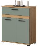 Badezimmer Kommode Bailey in Salbei und Artisan Eiche Badschrank 70 x 79 cm