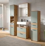 Waschbeckenunterschrank Bailey in Salbei und Artisan Eiche Badezimmer Unterschrank 60 cm
