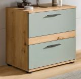 Waschbeckenunterschrank Bailey in Salbei und Artisan Eiche Badezimmer Unterschrank 60 cm
