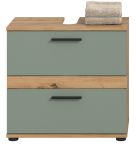 Waschbeckenunterschrank Bailey in Salbei und Artisan Eiche Badezimmer Unterschrank 60 cm