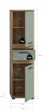 Badezimmer Midischrank Bailey in Salbei und Artisan Eiche Badschrank 35 x 137 cm