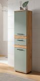 Badezimmer Midischrank Bailey in Salbei und Artisan Eiche Badschrank 35 x 137 cm