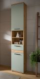 Badezimmer Hochschrank Bailey in Salbei und Artisan Eiche Badschrank 35 x 191 cm