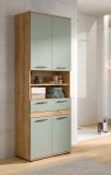 Badezimmer Hochschrank Bailey in Salbei und Artisan Eiche Badschrank 70 x 191 cm
