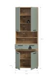 Badezimmer Hochschrank Bailey in Salbei und Artisan Eiche Badschrank 70 x 191 cm