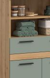 Badezimmer Hochschrank Bailey in Salbei und Artisan Eiche Badschrank 70 x 191 cm