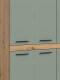 Badezimmer Hochschrank Bailey in Salbei und Artisan Eiche Badschrank 90 x 191 cm