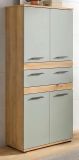Badezimmer Midischrank Bailey in Salbei und Artisan Eiche Badschrank 70 x 135 cm