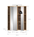Badezimmer Spiegelschrank Bailey in Artisan Eiche Badschrank 3-t�rig inkl. LED 60 cm