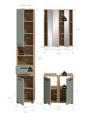 Badm�bel Set 3-teilig Bailey in Salbei und Artisan Eiche Badkombination 112 x 191 cm