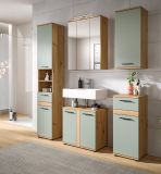 Badm�bel Set 6-teilig Bailey in Salbei und Artisan Eiche Badkombination inkl. LED 164 x 191 cm