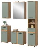 Badm�bel Set 6-teilig Bailey in Salbei und Artisan Eiche Badkombination inkl. LED 164 x 191 cm