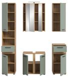Badm�bel Set 6-teilig Bailey in Salbei und Artisan Eiche Badkombination inkl. LED 164 x 191 cm