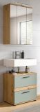 Badm�bel Set 3-teilig Bailey in Salbei und Artisan Eiche Badkombination inkl. LED 60 x 191 cm