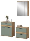 Badm�bel Set 3-teilig Bailey in Salbei und Artisan Eiche Badkombination 147 x 191 cm