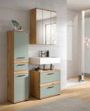 Badm�bel Set 3-teilig Bailey in Salbei und Artisan Eiche Badkombination 110 x 191 cm