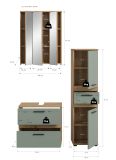 Badm�bel Set 3-teilig Bailey in Salbei und Artisan Eiche Badkombination 110 x 191 cm