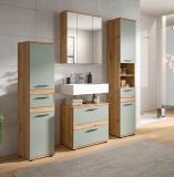 Badm�bel Set 3-teilig Bailey in Salbei und Artisan Eiche Badkombination 110 x 191 cm