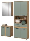 Badm�bel Set 3-teilig Bailey in Salbei und Artisan Eiche Badkombination 145 x 191 cm