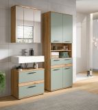 Badm�bel Set 3-teilig Bailey in Salbei und Artisan Eiche Badkombination 145 x 191 cm