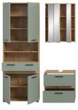 Badm�bel Set 3-teilig Bailey in Salbei und Artisan Eiche Badkombination 145 x 191 cm