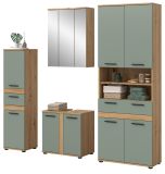 Badm�bel Set 4-teilig Bailey in Salbei und Artisan Eiche Badkombination 195 x 191 cm