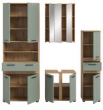 Badm�bel Set 4-teilig Bailey in Salbei und Artisan Eiche Badkombination 195 x 191 cm