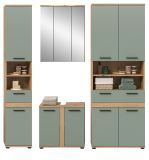 Badm�bel Set 4-teilig Bailey in Salbei und Artisan Eiche Badkombination 199 x 191 cm