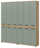 Badezimmer Hochschrank Set Bailey in Salbei und Artisan Eiche 2x Mehrzweckschrank 180 x 191 cm
