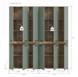 Badezimmer Hochschrank Set Bailey in Salbei und Artisan Eiche 2x Mehrzweckschrank 180 x 191 cm