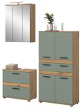 Badm�bel Set 4-teilig Bailey in Salbei und Artisan Eiche Badkombination inkl. LED 147 x 191 cm