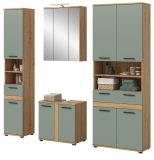 Badm�bel Set 5-teilig Bailey in Salbei und Artisan Eiche Badkombination inkl. LED 199 x 191 cm