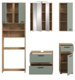 Badm�bel Set 6-teilig Bailey in Salbei und Artisan Eiche Badkombination inkl. LED 192 x 191 cm