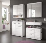 Waschbeckenunterschrank Shawn in wei� Hochglanz Badezimmer Unterschrank 80 cm